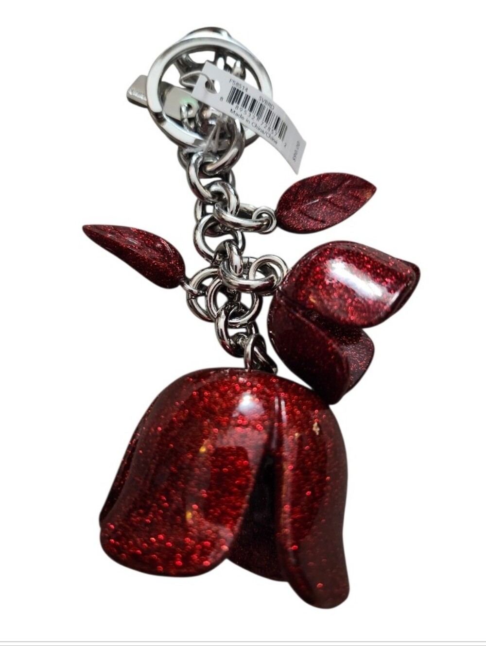 Coach NWT Glitter Resin Tea Rose Bag Charm (Style #F58514) - Picture 2 of 3